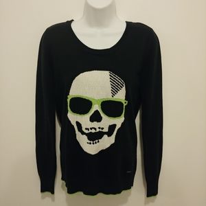 Volcom Black Knit Sweater with Skull & Sunglasses